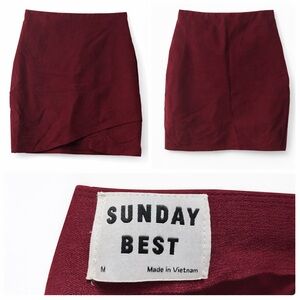 💒 Sunday Best Burgundy Wrap Mini Skirt – Size M